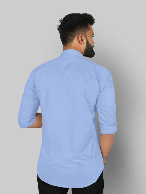 Men’s Sky Blue Slim Fit Formal & Casual Shirt Full Sleeve Solid Shirt Pack of 1