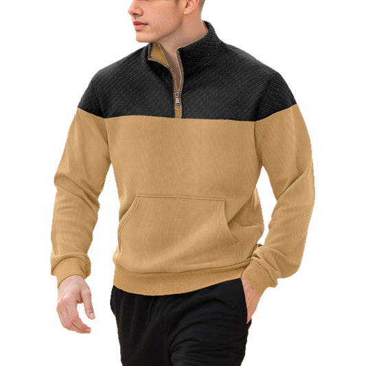 Zipper long sleeved polo shirt for men