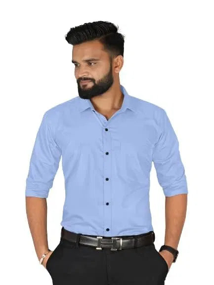 Men’s Sky Blue Slim Fit Formal & Casual Shirt Full Sleeve Solid Shirt Pack of 1